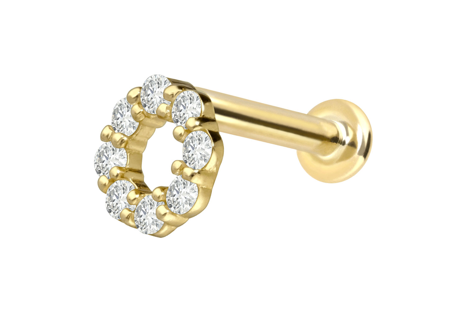18 Karat Gold Labret Piercing mit Innengewinde DIAMANT-KREIS